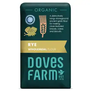Organic rye wholemeal flour for baking healthy bread, cakes, and biscuits. Perfect for gluten-consci.
